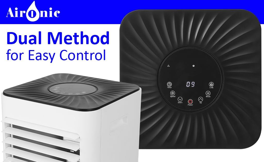AuraHome Portable Air Conditioner 9000 BTU 4-in-1 Air Conditioner, Dehumidifier, Cooling Fan with 2 Fan Speeds, Digital Display & Remote Control, 24 Hour Timer for Rooms >215ft Window Vent Hose Kit