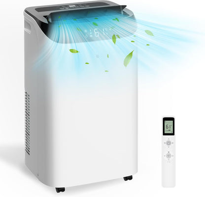 DOMANKI 14000 BTU portable air conditioner with remote control, digital display, 700 square feet range, white
