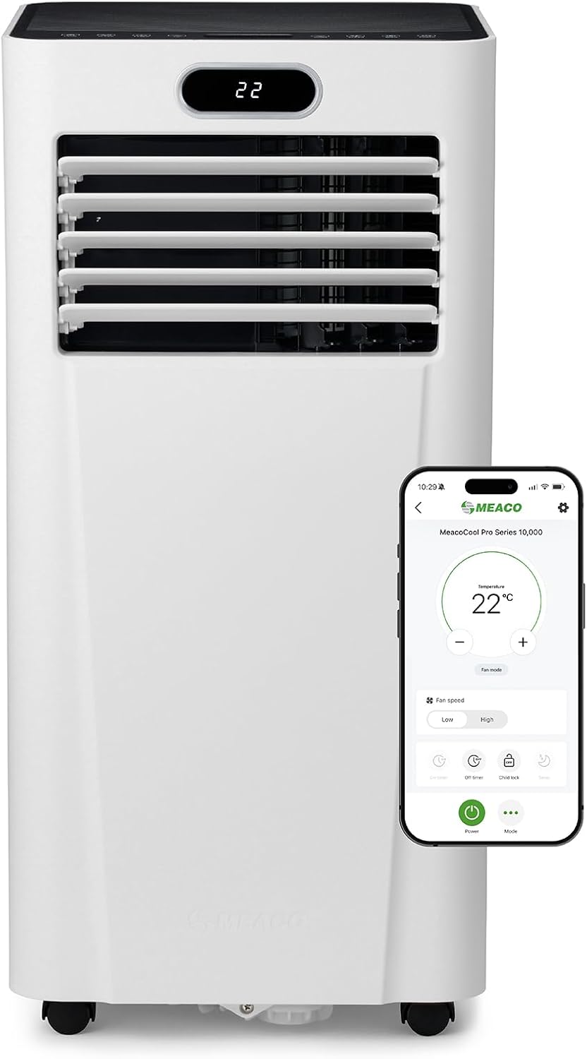 Meaco MeacoCool Pro Series 10,000 Portable Air Conditioner - Wi-Fi enabled with Meaco App, Low Energy, Low Noise, Free Flexible Window Kit