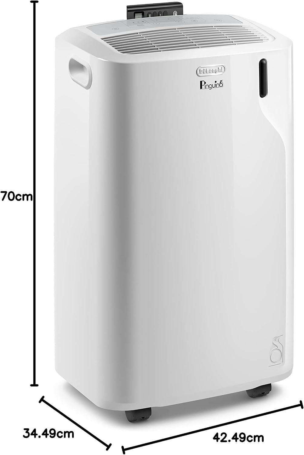 De'Longhi Pinguino PACEM77 Silent Portable 9,600 BTU Air Conditioner with Real Feel Technology, 3 in 1 Air Conditioning Unit, Rooms up to 70m³, A Energy Efficiency, Window Kit Included, White
