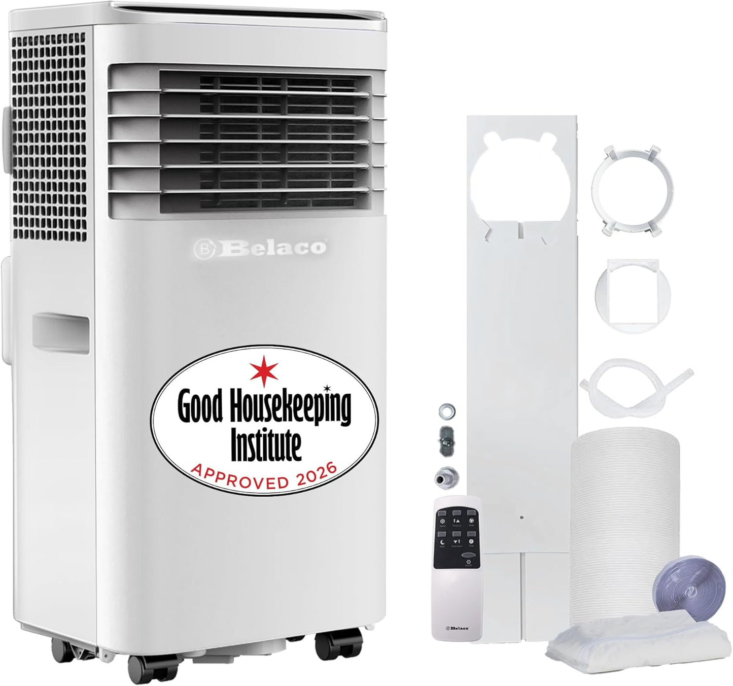 Belaco 9000 BTU Air Conditioning Unit 4in1 Cooling Portable Air Conditioner | With Fan & Dehumidifier Modes, Includes Window Kit for Easy Setup, Good Housekeeping Institute Approved