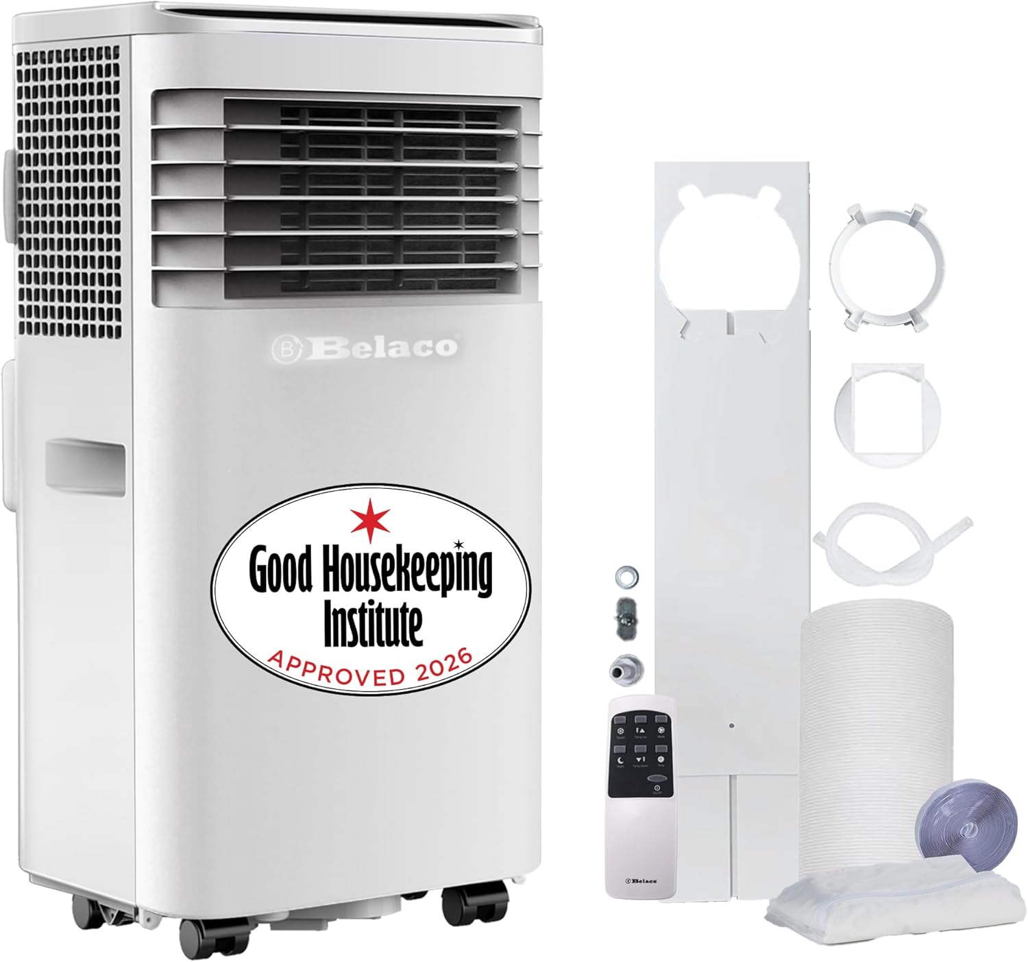 Belaco 9000 BTU Air Conditioning Unit 4in1 Cooling Portable Air Conditioner | With Fan & Dehumidifier Modes, Includes Window Kit for Easy Setup, Good Housekeeping Institute Approved