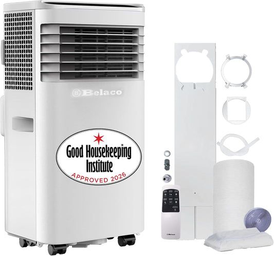 Belaco 9000 BTU Air Conditioning Unit 4in1 Cooling Portable Air Conditioner | With Fan & Dehumidifier Modes, Includes Window Kit for Easy Setup, Good Housekeeping Institute Approved