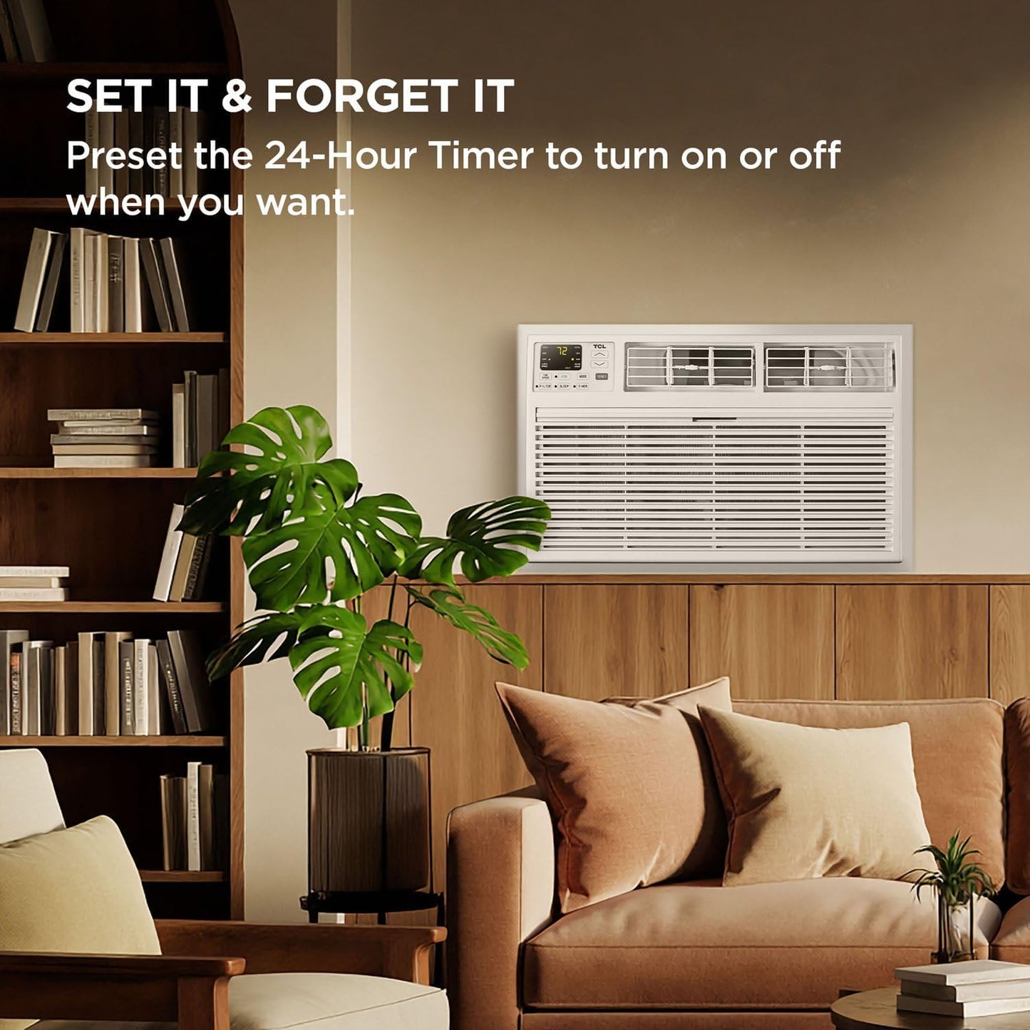 TCL H8T9E1-A Intelligent Wall Air Conditioner, Fan and Dehumidifier, 350 m² Ft, Remote Control, Works with Alexa/Google Assistant, White