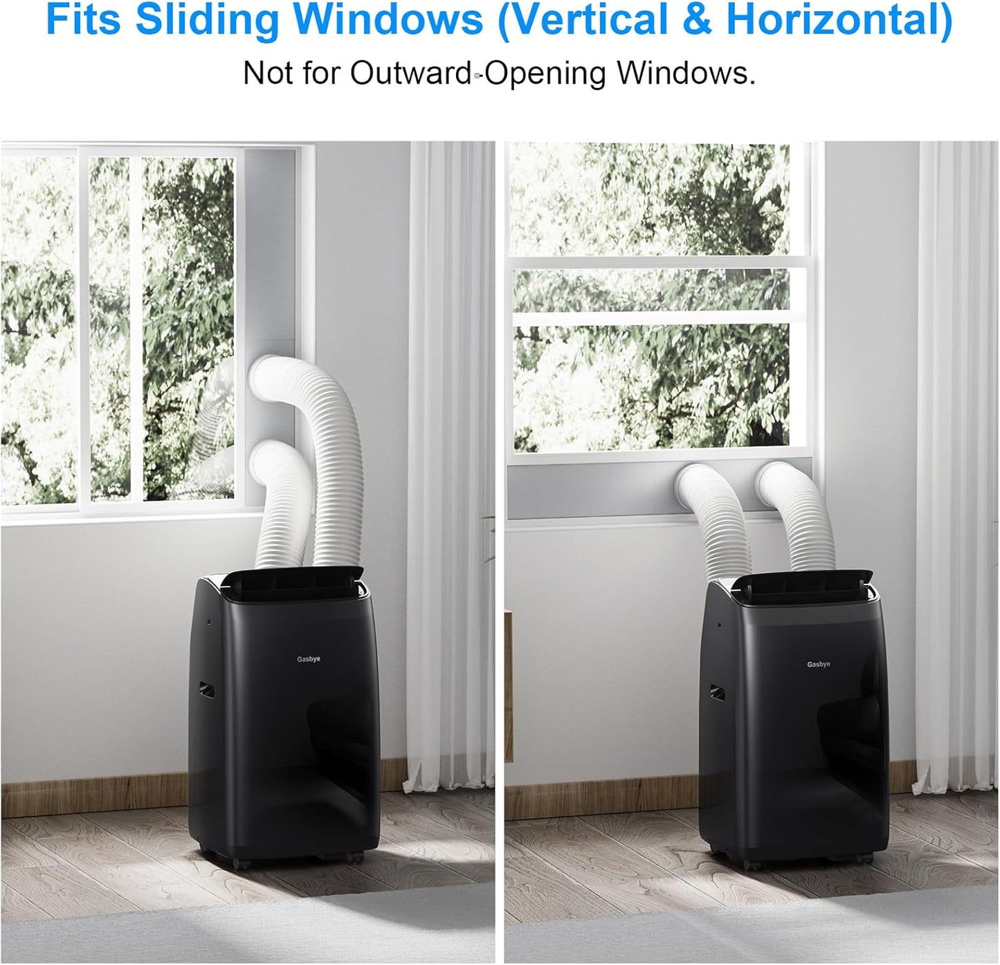 Gasbye Double Hose Portable Air Conditioner, [2025 Updated] Full DC Inverter Compressor, Energy Saving 13.6 CEER, Low Noise (45 dB), Cools Rooms Up to 46.5 m²