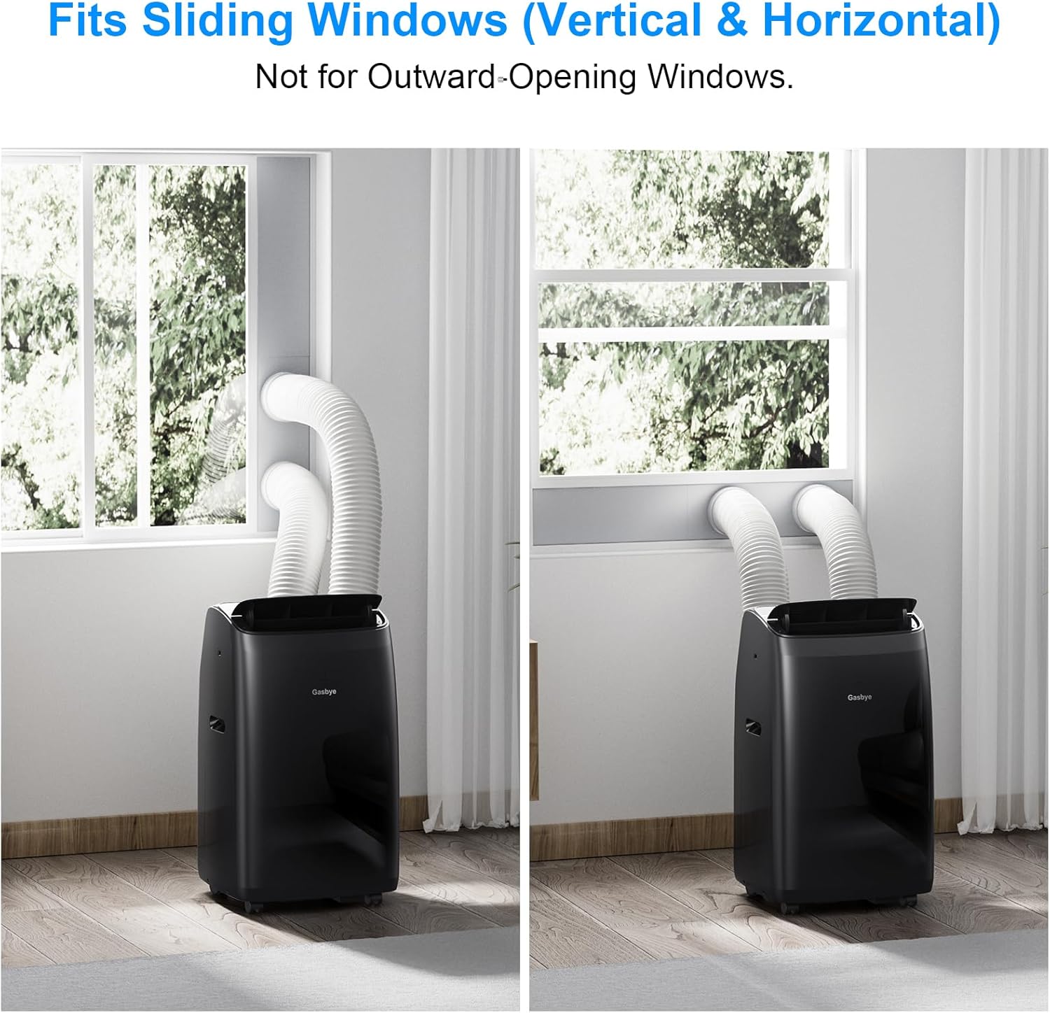 Gasbye Double Hose Portable Air Conditioner, [2025 Updated] Full DC Inverter Compressor, Energy Saving 13.6 CEER, Low Noise (45 dB), Cools Rooms Up to 46.5 m²