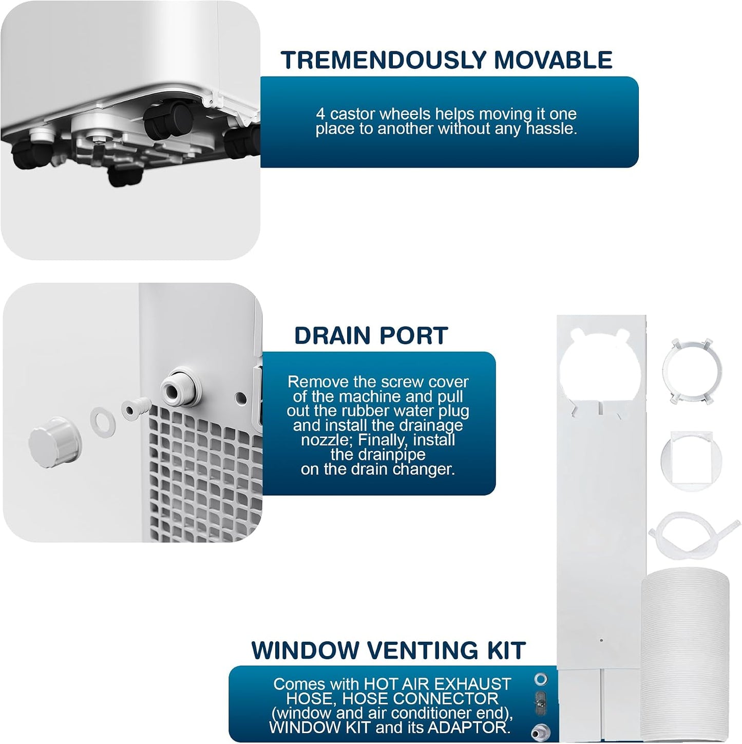 Belaco 9000 BTU Air Conditioning Unit 4in1 Cooling Portable Air Conditioner | With Fan & Dehumidifier Modes, Includes Window Kit for Easy Setup, Good Housekeeping Institute Approved