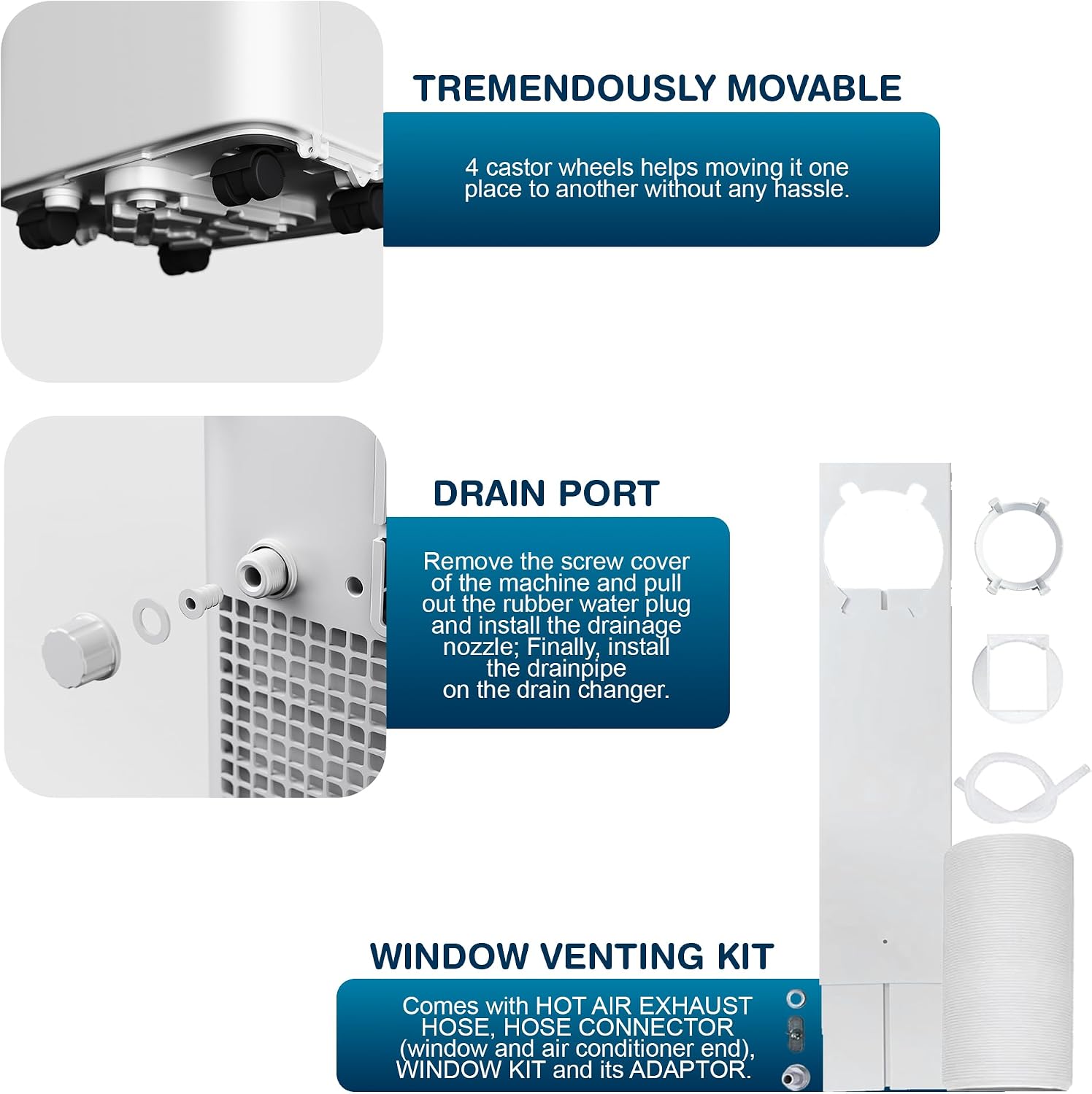Belaco 9000 BTU Air Conditioning Unit 4in1 Cooling Portable Air Conditioner | With Fan & Dehumidifier Modes, Includes Window Kit for Easy Setup, Good Housekeeping Institute Approved