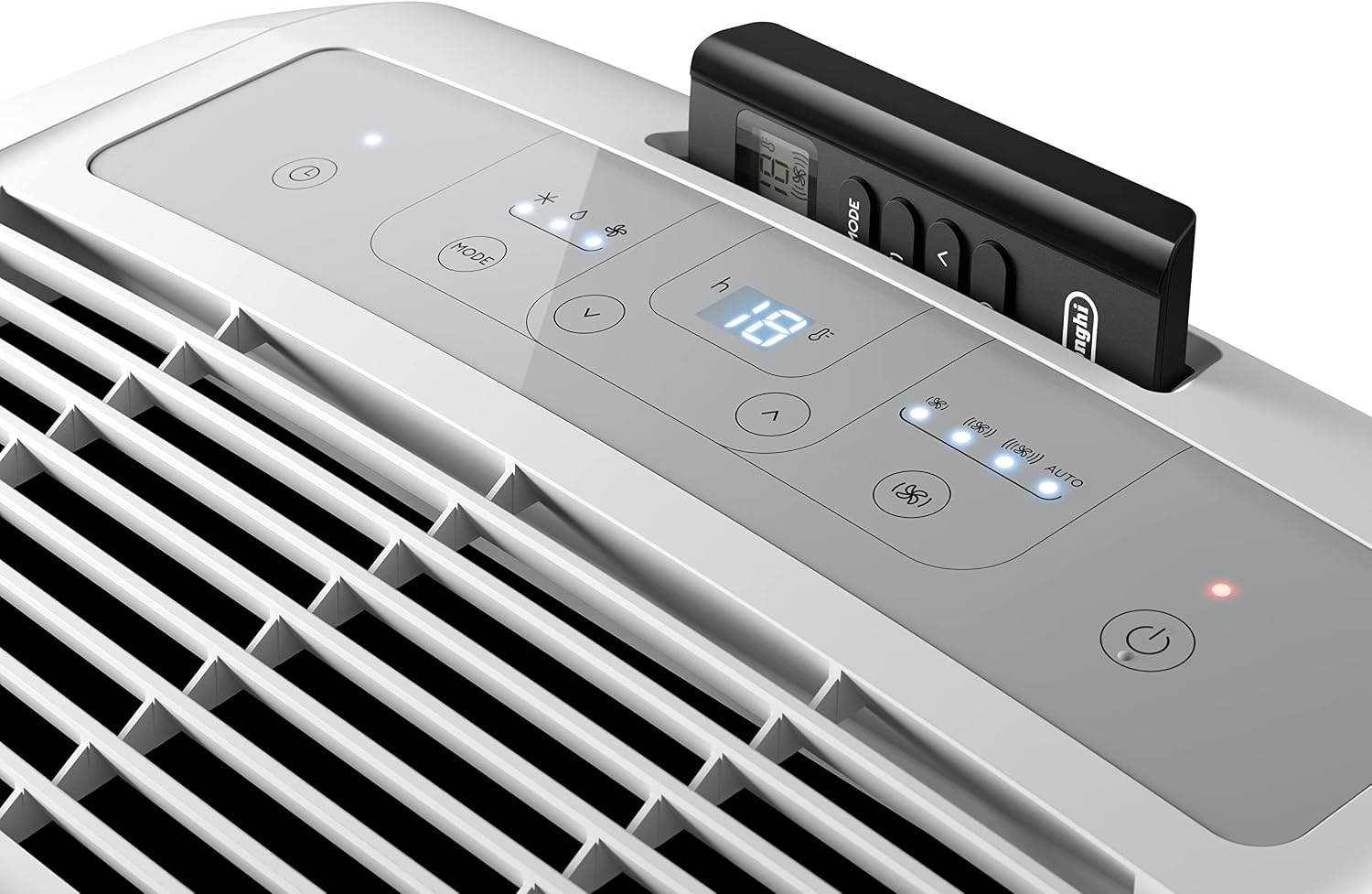 De'Longhi Pinguino PACEM77 Silent Portable 9,600 BTU Air Conditioner with Real Feel Technology, 3 in 1 Air Conditioning Unit, Rooms up to 70m³, A Energy Efficiency, Window Kit Included, White