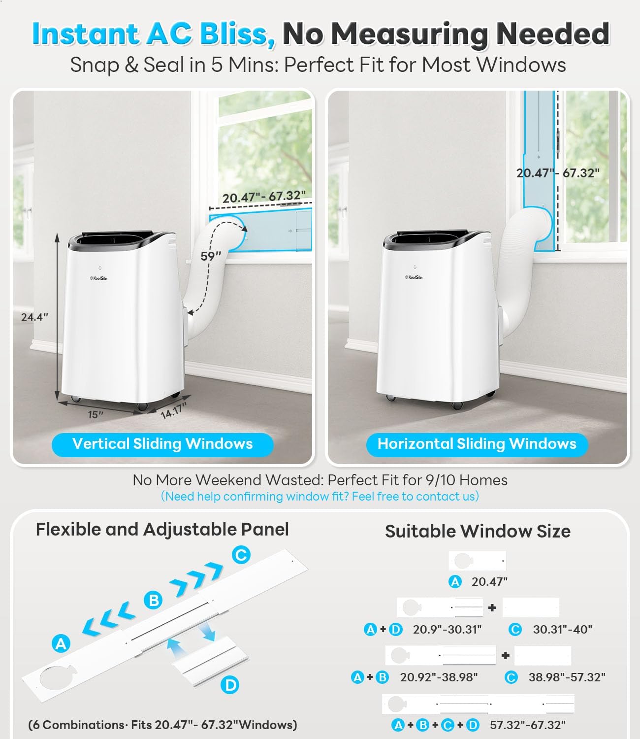 12,000 BTU Portable AC Unit with 3-in-1 Function, Cools 550 Sq.Ft, Includes Window Kit & Remote Control for Bedroom Use