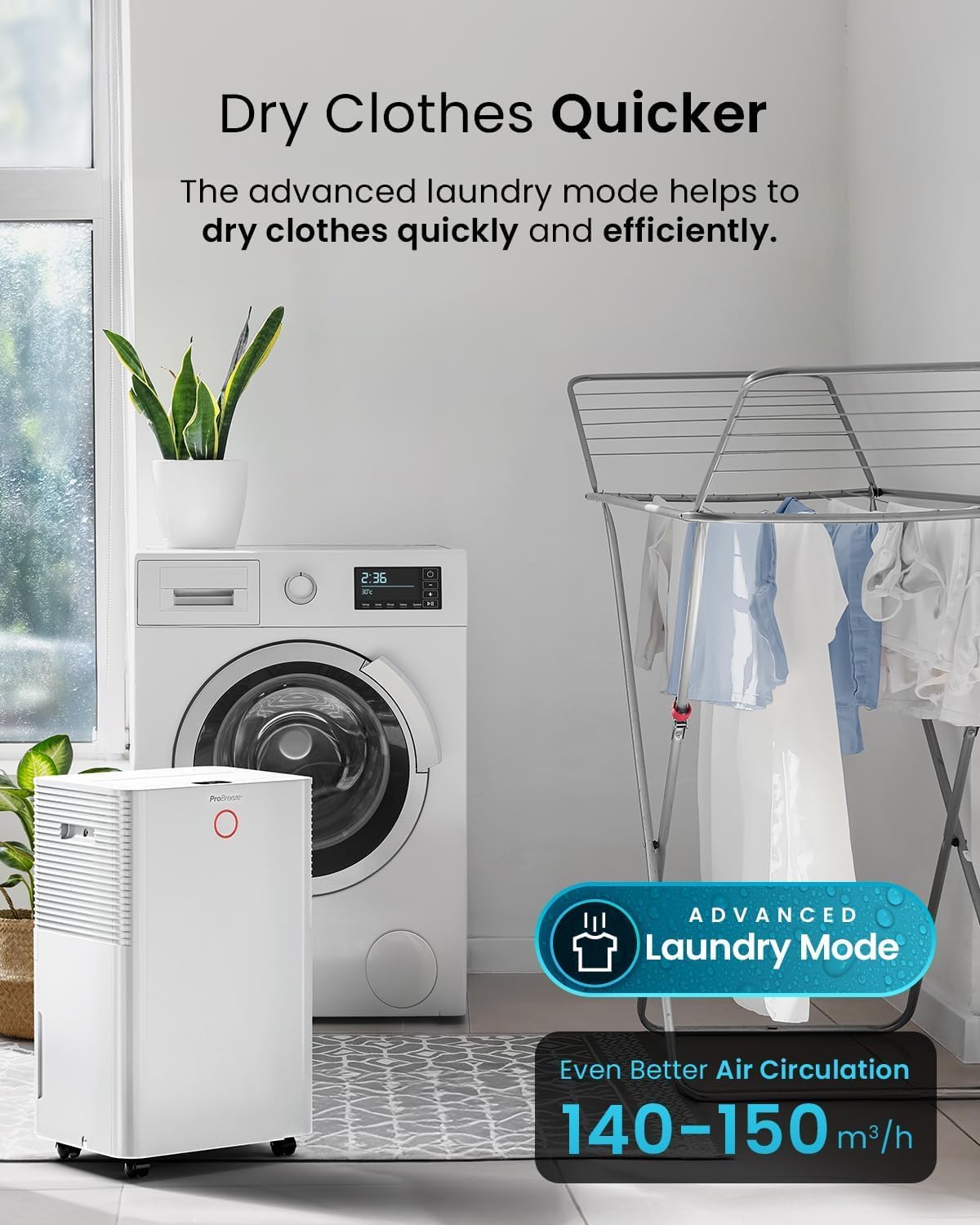 Pro Breeze® 20L OmniDry WiFi Dehumidifier with Automatic Humidity Sensor & Display, Sleep Mode, 24Hr Timer, Laundry Drying, Continuous Drainage with Smart App - WHICH? BEST BUY DEHUMIDIFIER AWARD