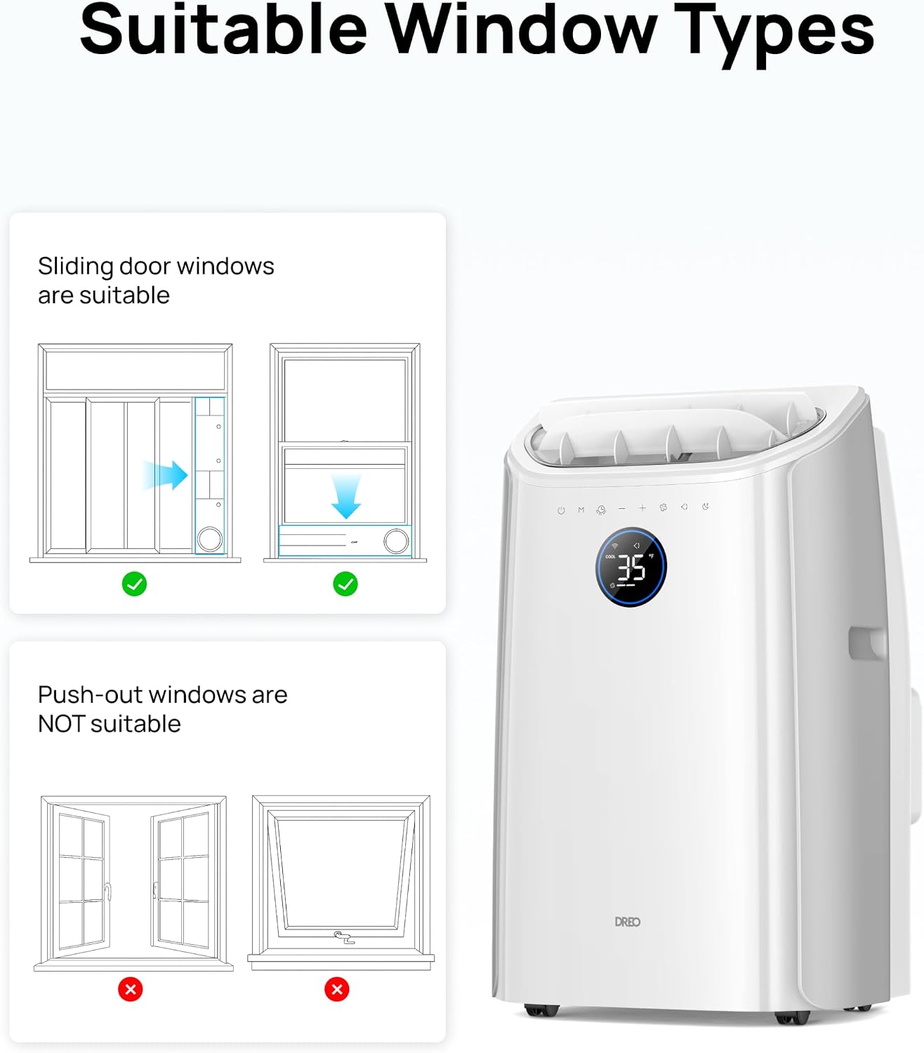Dreo Smart 3-in-1 Portable Air Conditioner, 12000 BTU Drainage-Free Cooling AC Unit, Silent Mobile Air Conditioner for Bedroom, APP/Voice/Remote Control, 24h Timer with Fan & Dehumidifier, AC516S