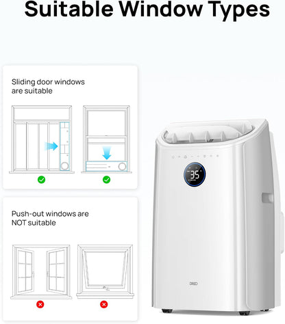 Dreo Smart 3-in-1 Portable Air Conditioner, 12000 BTU Drainage-Free Cooling AC Unit, Silent Mobile Air Conditioner for Bedroom, APP/Voice/Remote Control, 24h Timer with Fan & Dehumidifier, AC516S