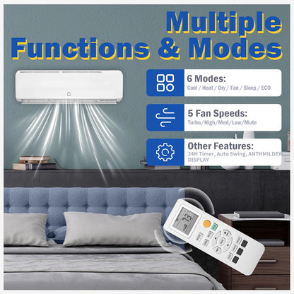 GarveeHome 12000 BTU Mini Split Air Conditioner Heat Pump System, Enabled For Wifi 20 SEER2 208V - 230V AC Duct Free Cooling Up To 750 Sqm Ft, Compatible With Alexa, Kit