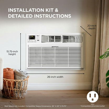 TCL H8T9E1-A Intelligent Wall Air Conditioner, Fan and Dehumidifier, 350 m² Ft, Remote Control, Works with Alexa/Google Assistant, White