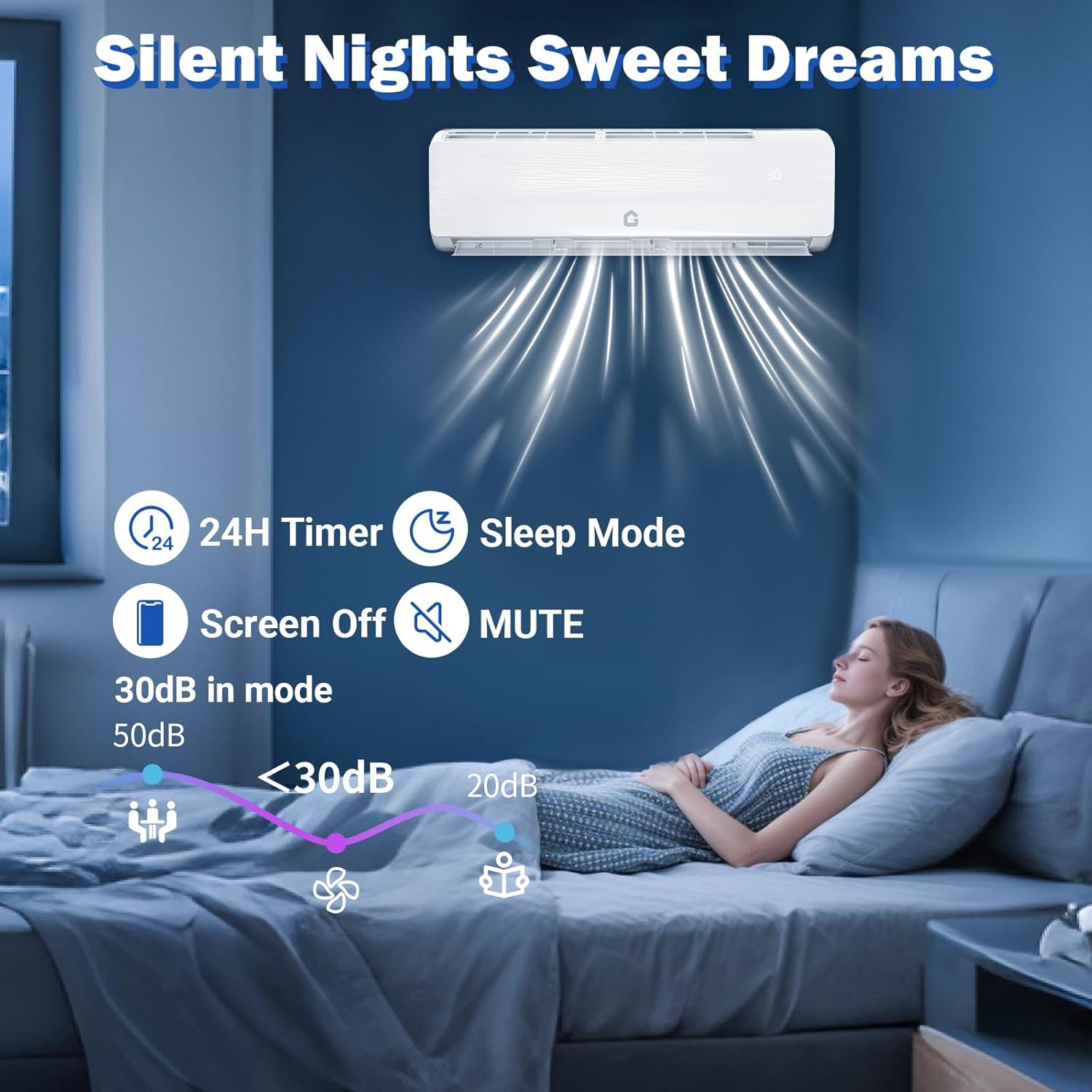 GarveeHome 12000 BTU Mini Split Air Conditioner Heat Pump System, Enabled For Wifi 20 SEER2 208V - 230V AC Duct Free Cooling Up To 750 Sqm Ft, Compatible With Alexa, Kit