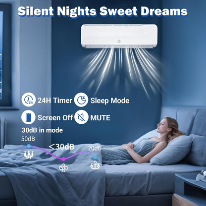 GarveeHome 12000 BTU Mini Split Air Conditioner Heat Pump System, Enabled For Wifi 20 SEER2 208V - 230V AC Duct Free Cooling Up To 750 Sqm Ft, Compatible With Alexa, Kit