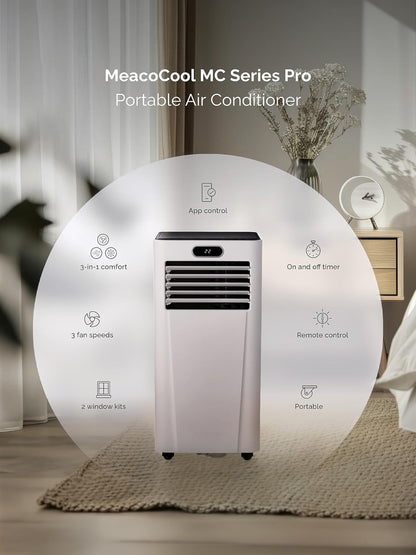 Meaco MeacoCool Pro Series 10,000 Portable Air Conditioner - Wi-Fi enabled with Meaco App, Low Energy, Low Noise, Free Flexible Window Kit