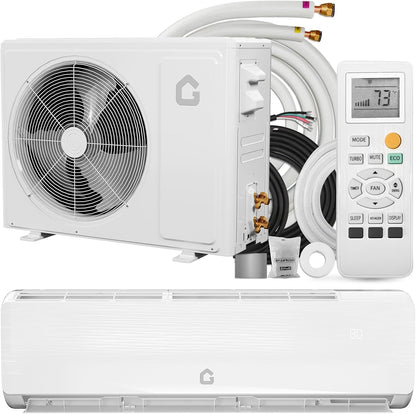 GarveeHome 12000 BTU Mini Split Air Conditioner Heat Pump System, Enabled For Wifi 20 SEER2 208V - 230V AC Duct Free Cooling Up To 750 Sqm Ft, Compatible With Alexa, Kit