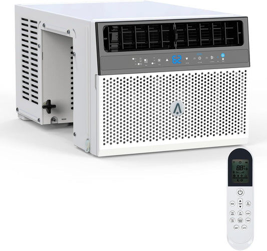 6000 BTU window air conditioner, U-shaped design, ultra quiet, wifi, energy efficient, remote control, cooling up to 268 m², sleeping mode, bedroom, room, office