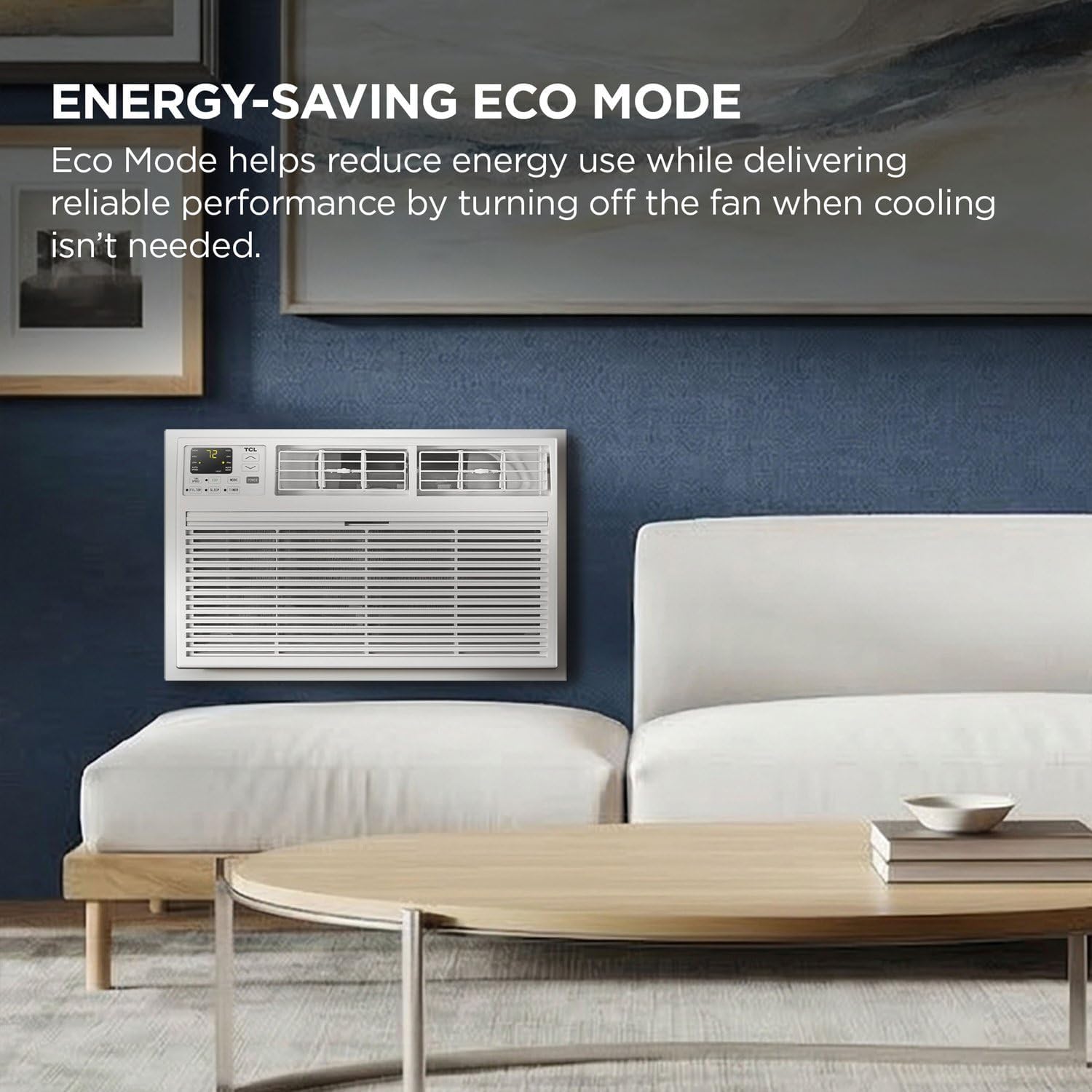 TCL H8T9E1-A Intelligent Wall Air Conditioner, Fan and Dehumidifier, 350 m² Ft, Remote Control, Works with Alexa/Google Assistant, White