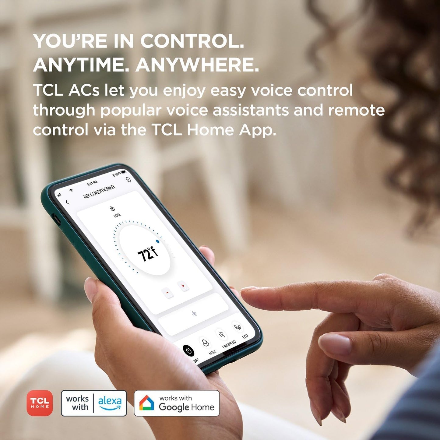 TCL H8T9E1-A Intelligent Wall Air Conditioner, Fan and Dehumidifier, 350 m² Ft, Remote Control, Works with Alexa/Google Assistant, White