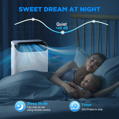 Mobile Air Conditioner 14000 BTU with Remote Control, 3-in-1 AC Unit with Fan and Dehumidifier, Cools Room up to 200 m², Mode