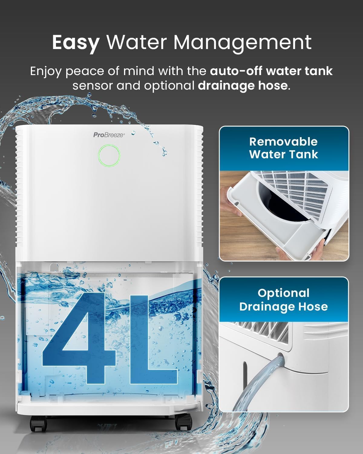Pro Breeze® 20L OmniDry WiFi Dehumidifier with Automatic Humidity Sensor & Display, Sleep Mode, 24Hr Timer, Laundry Drying, Continuous Drainage with Smart App - WHICH? BEST BUY DEHUMIDIFIER AWARD