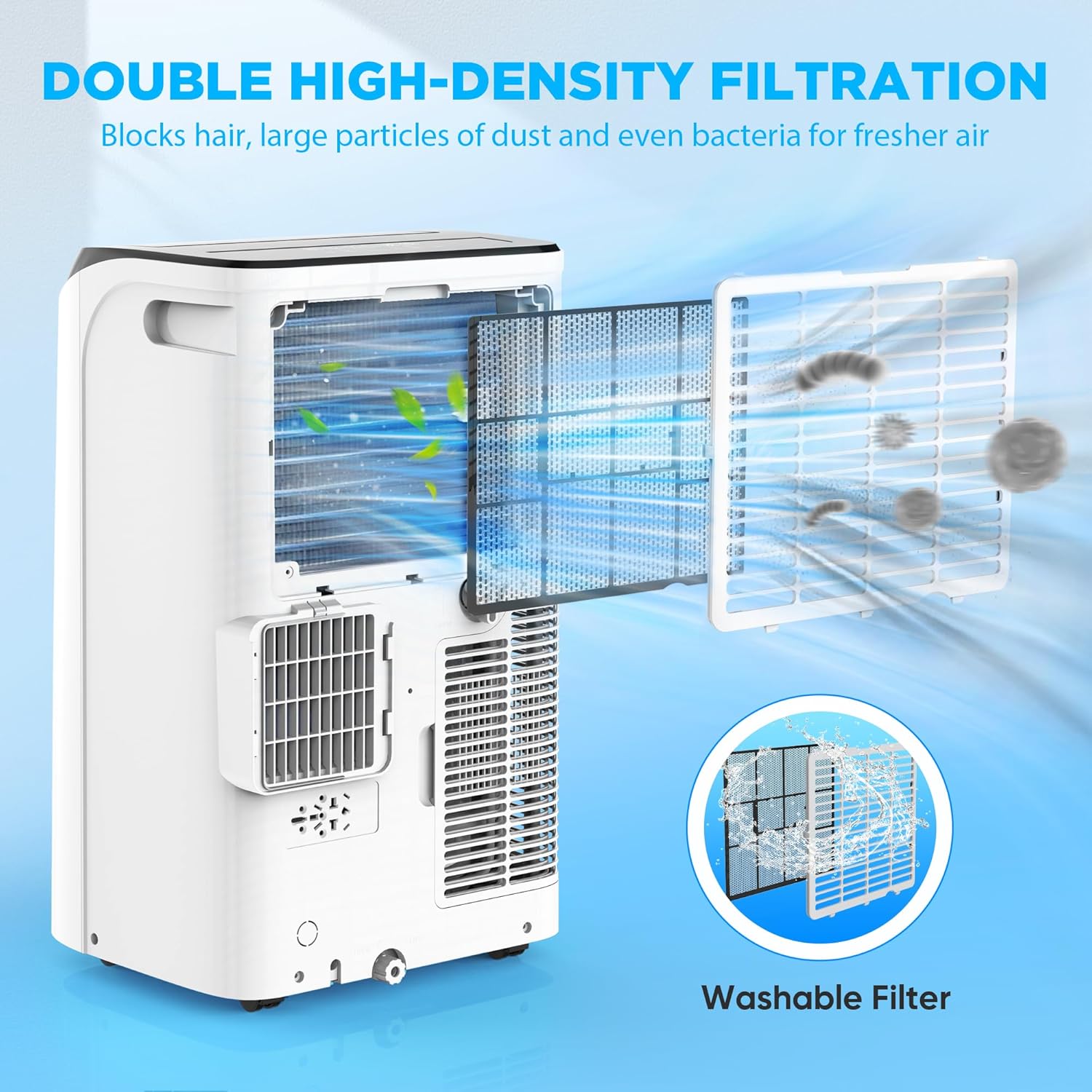 DOMANKI 14000 BTU portable air conditioner with remote control, digital display, 700 square feet range, white