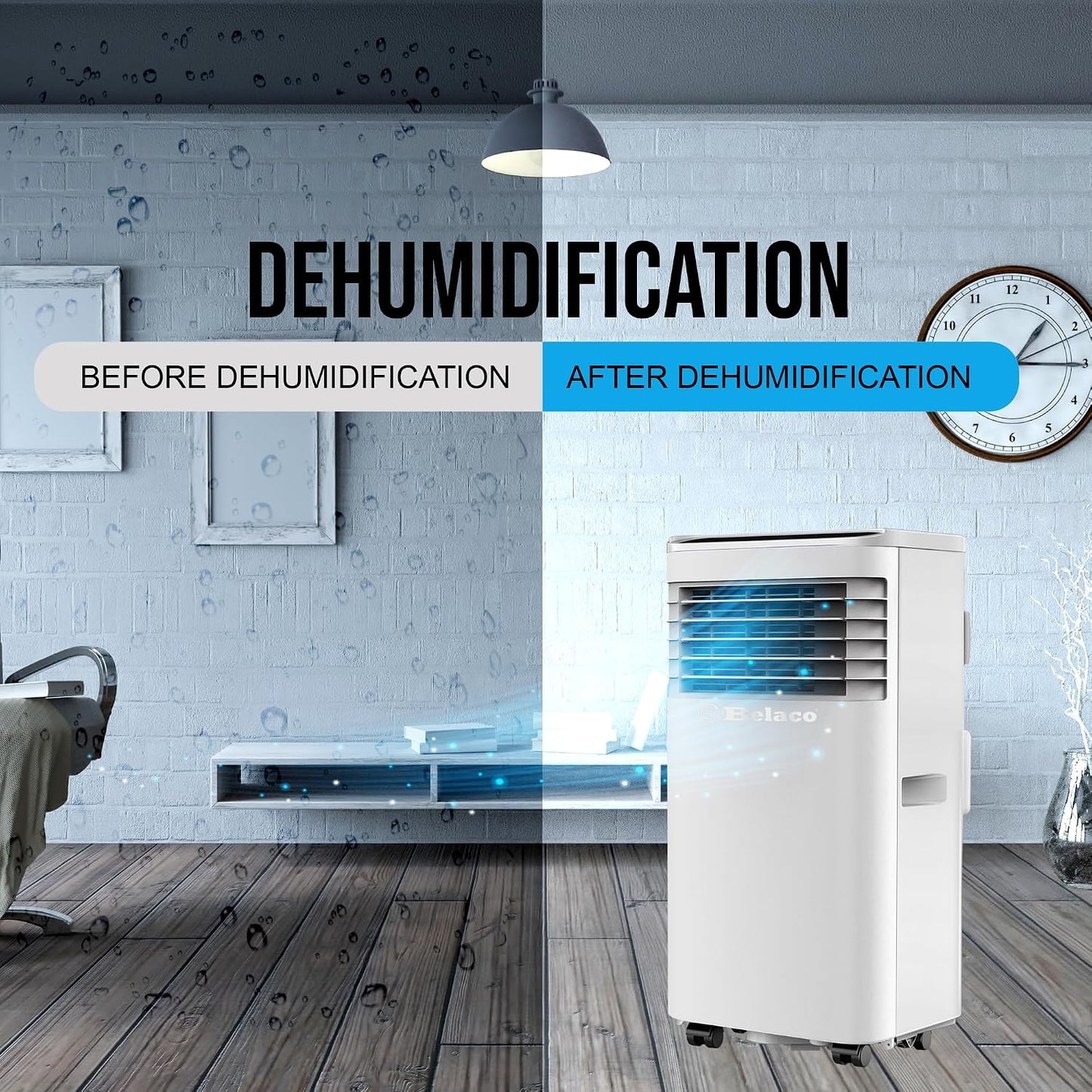 Belaco 9000 BTU Air Conditioning Unit 4in1 Cooling Portable Air Conditioner | With Fan & Dehumidifier Modes, Includes Window Kit for Easy Setup, Good Housekeeping Institute Approved