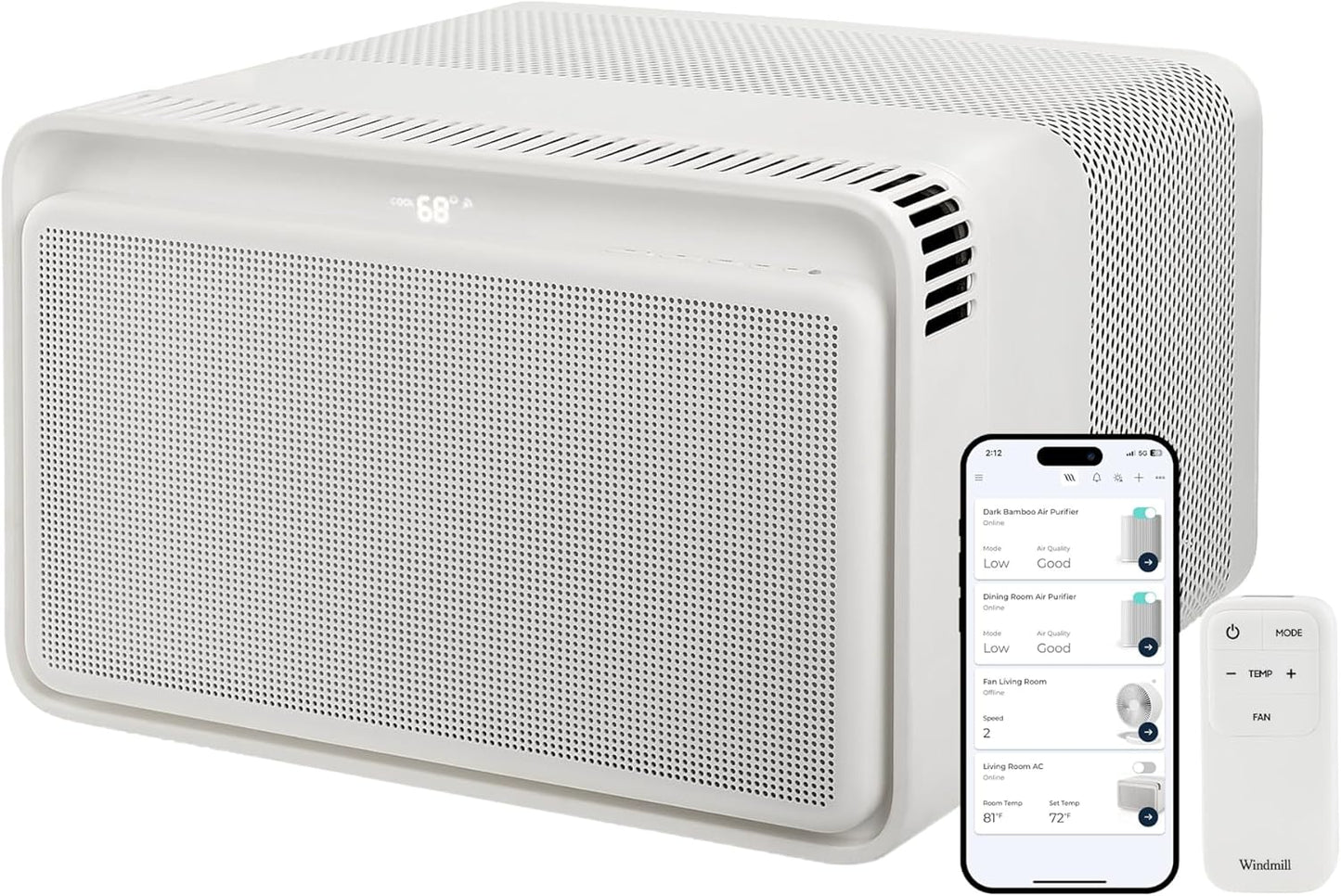 Windmill Window Air Conditioner - Quiet & Smart, Easy Install, Voice-Enabled, Remote & App Control AC Unit - 10,000 BTU Inverter w/WhisperTech
