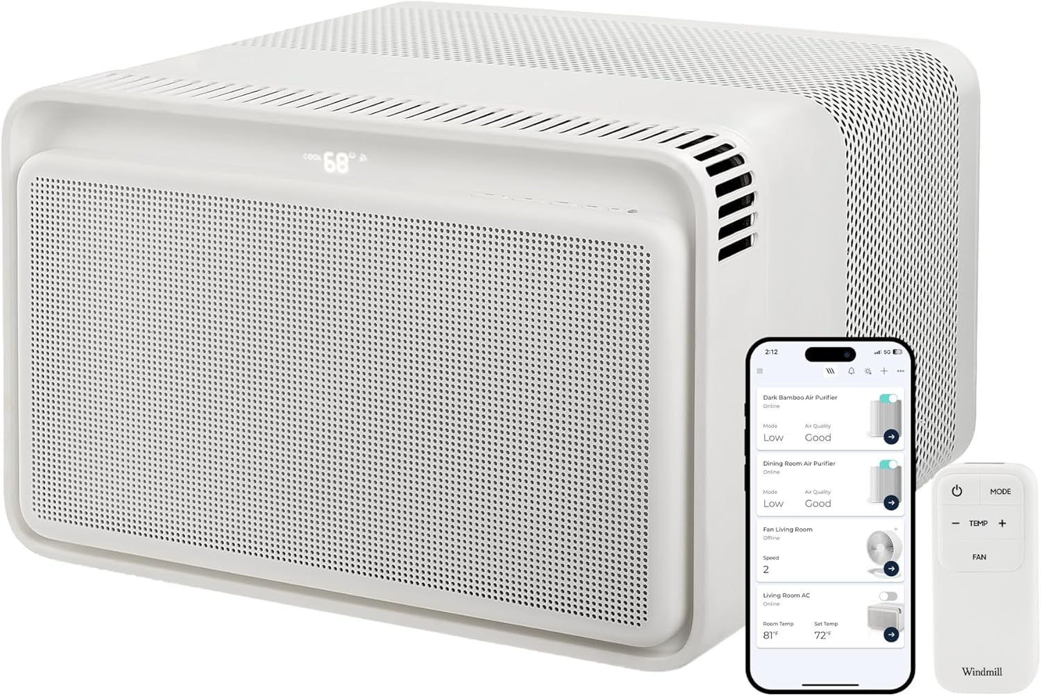 Windmill Window Air Conditioner - Quiet & Smart, Easy Install, Voice-Enabled, Remote & App Control AC Unit - 10,000 BTU Inverter w/WhisperTech