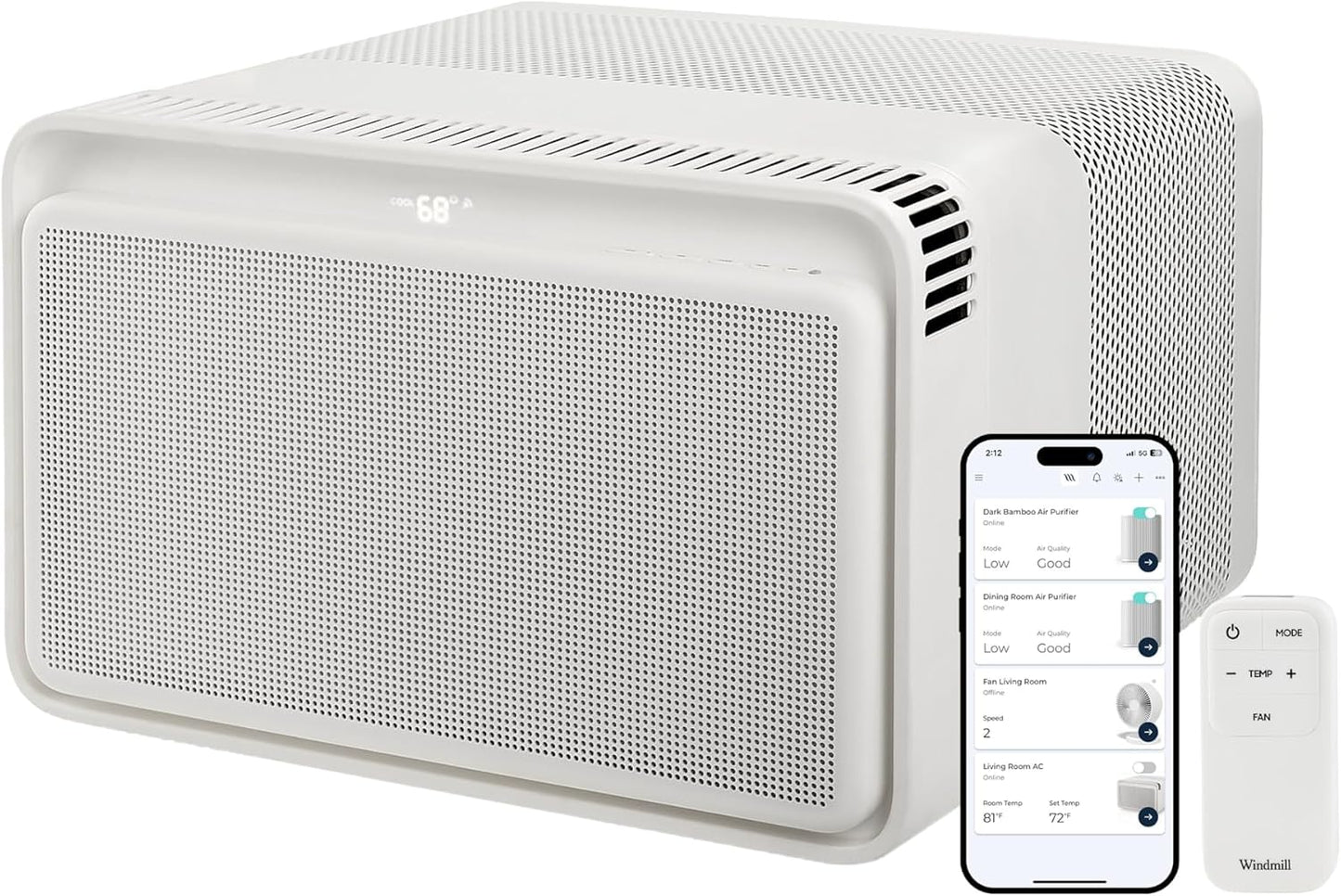 Windmill Window Air Conditioner - Quiet & Smart, Easy Install, Voice-Enabled, Remote & App Control AC Unit - 10,000 BTU Inverter w/WhisperTech