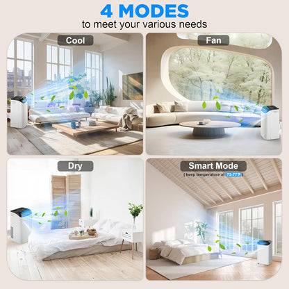 Mobile Air Conditioner 14000 BTU with Remote Control, 3-in-1 AC Unit with Fan and Dehumidifier, Cools Room up to 200 m², Mode