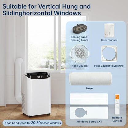Mobile Air Conditioner 14000 BTU with Remote Control, 3-in-1 AC Unit with Fan and Dehumidifier, Cools Room up to 200 m², Mode