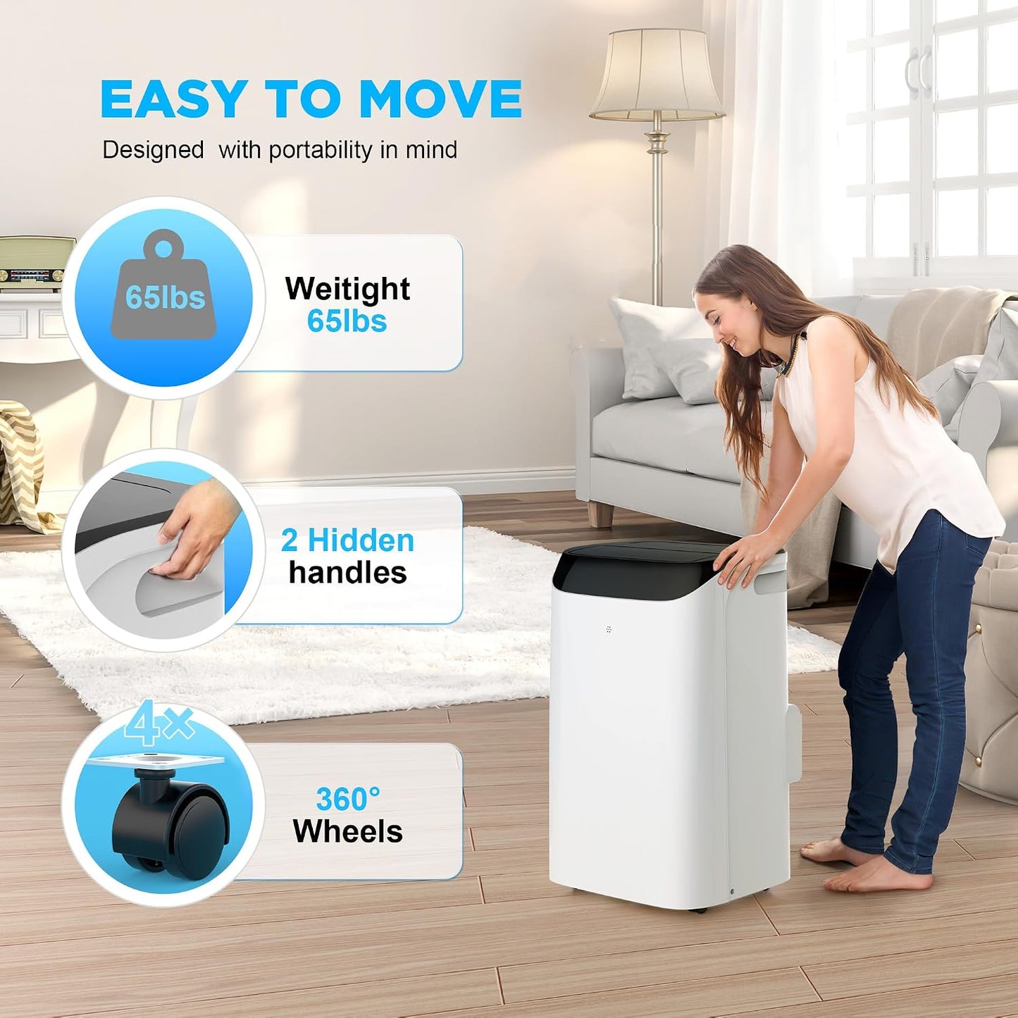 Mobile Air Conditioner 14000 BTU with Remote Control, 3-in-1 AC Unit with Fan and Dehumidifier, Cools Room up to 200 m², Mode